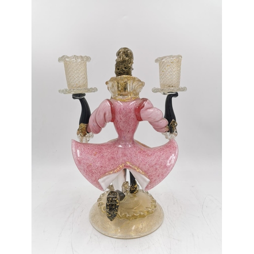 481 - A Murano glass figural lady candle holder - approx. 27cm high