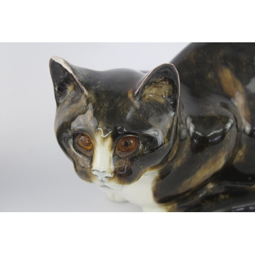 513 - Two 1980s Mike Hinton Winstanley pottery cats with glass eyes