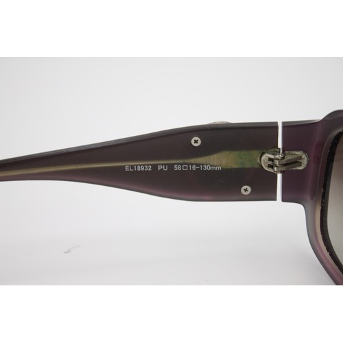 447 - A pair of Elle purple oversize rectangular ladies fashion sunglasses with case