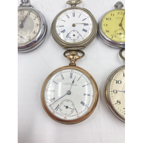 290 - Six assorted vintage open face pocket watches to include late 19th century American Waltham Watch Co... 