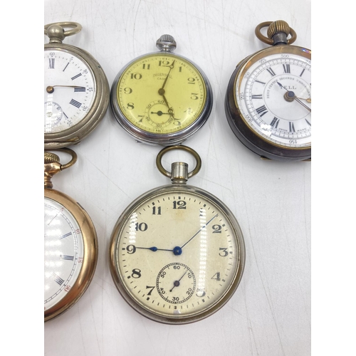 290 - Six assorted vintage open face pocket watches to include late 19th century American Waltham Watch Co... 