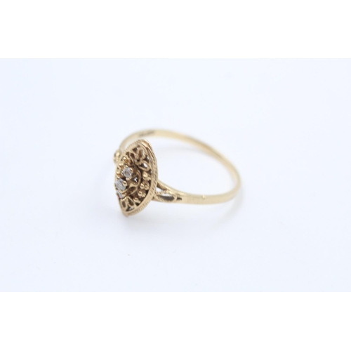 117 - An antique hallmarked Birmingham 9ct gold stylised diamond set ring, size R ½ - approx. gross weight... 