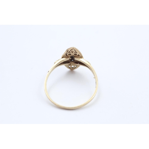 117 - An antique hallmarked Birmingham 9ct gold stylised diamond set ring, size R ½ - approx. gross weight... 