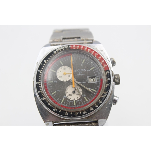 155 - A vintage Sicura chronograph hand wind wristwatch