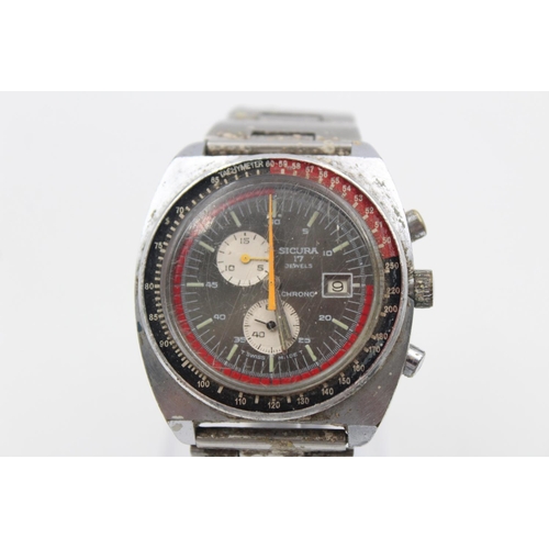 155 - A vintage Sicura chronograph hand wind wristwatch