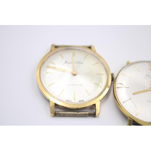 156 - Four assorted vintage gold tone gents wristwatch heads to include Jaquet Cobur, Kander, Sekonda and ... 