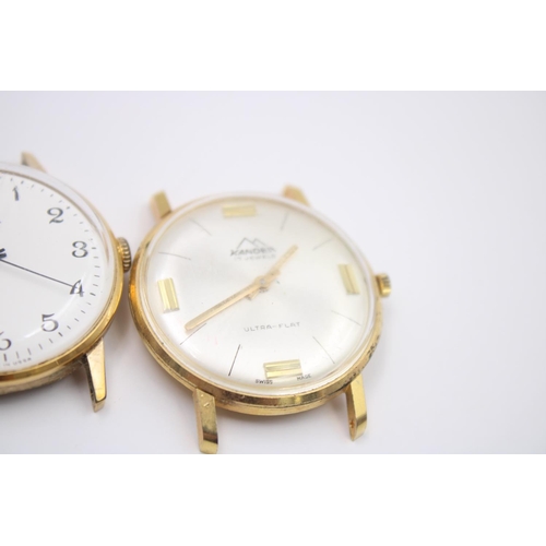 156 - Four assorted vintage gold tone gents wristwatch heads to include Jaquet Cobur, Kander, Sekonda and ... 