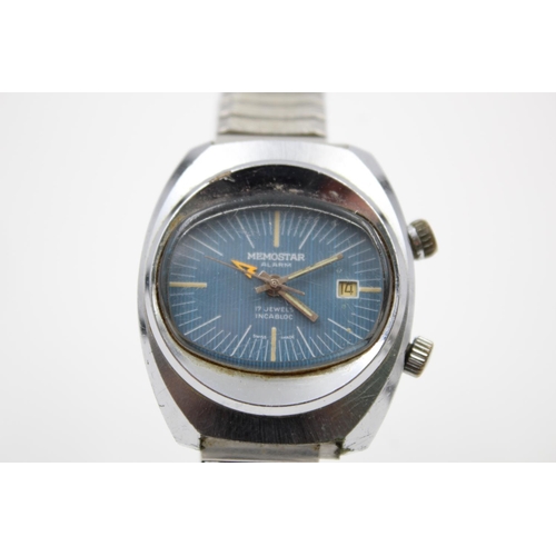 157 - A 1970s Memostar alarm hand wind wristwatch