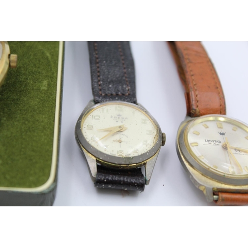 161 - Four assorted vintage hand wind gents wristwatches to include Montine, Freba etc.