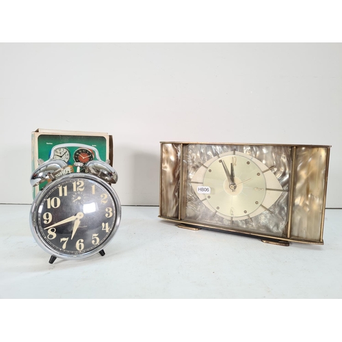 444 - Two mid 20th century clocks, one Metamec mantel clock and one Westclox chrome effect alarm clock