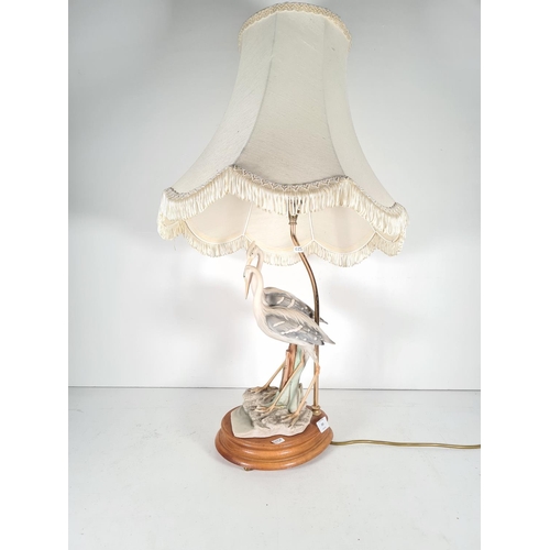 A Giuseppe Armani heron figural table lamp dated 1984 approx