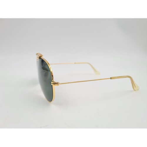 176 - A pair of vintage Bausch & Lomb Ray-Ban gold tone Aviator sunglasses with case