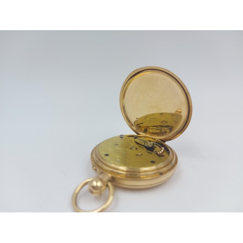 71 - A late 19th century Dent of London 18ct gold full hunter pocket watch with white enamel dial, Roman ... 