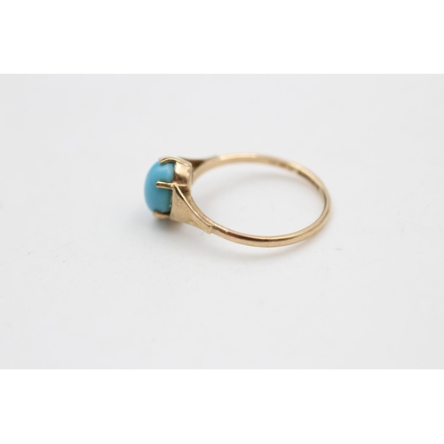 36 - A 9ct gold turquoise effect blue resin solitaire ring, size K ½ - approx. gross weight 1.2 grams