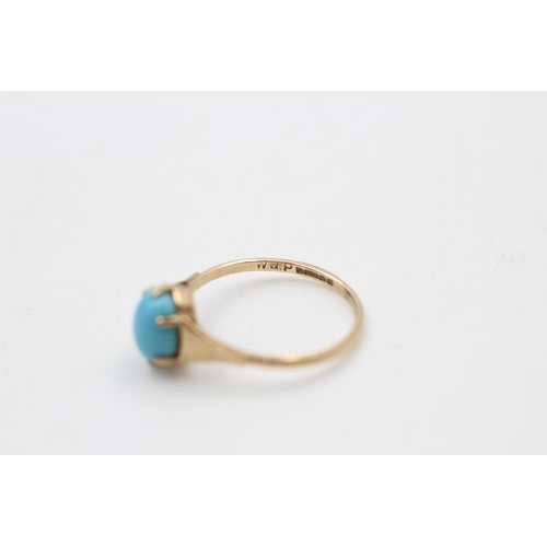 36 - A 9ct gold turquoise effect blue resin solitaire ring, size K ½ - approx. gross weight 1.2 grams