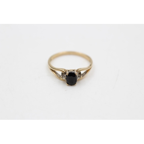 38 - Two 9ct gold gemstone dress rings, sapphire size M ½ and turquoise size P ½ - approx. gross weight 3... 