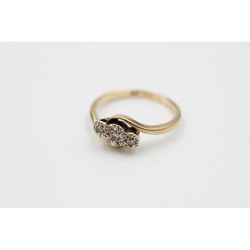 44 - Two 9ct gold diamond tension rings, solitaire size P and three stone size L ½ - approx. gross weight... 