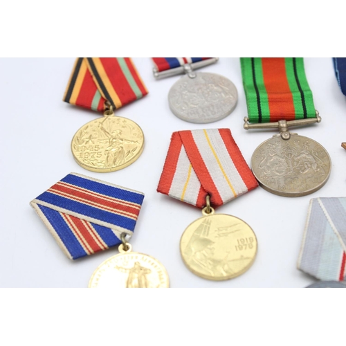 122 - Eight assorted military medals to include WWII British, Russian etc.