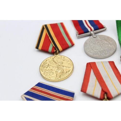 122 - Eight assorted military medals to include WWII British, Russian etc.