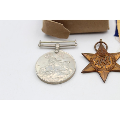 125 - A boxed WWII medal group with award note and packets to include The Africa Star, War Medal 1939-1945... 