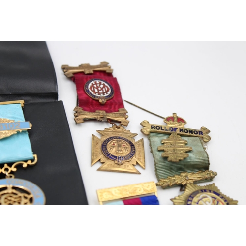 145 - Ten assorted vintage Masonic and R.A.O.B jewels