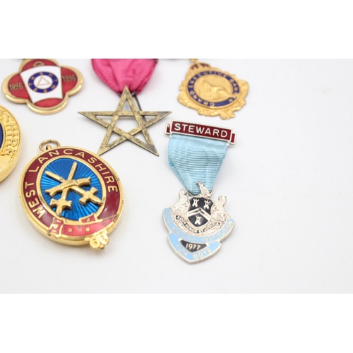 146 - Ten assorted vintage Masonic, R.A.O.B and Primrose League jewels