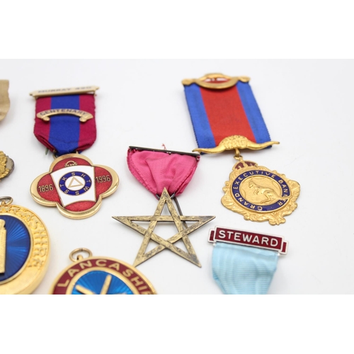 146 - Ten assorted vintage Masonic, R.A.O.B and Primrose League jewels