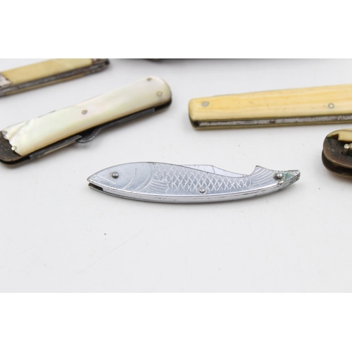 152 - Twelve assorted vintage pocket knives to include multi-tool, mother of pearl handled etc.