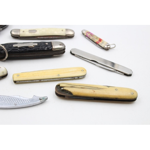 152 - Twelve assorted vintage pocket knives to include multi-tool, mother of pearl handled etc.