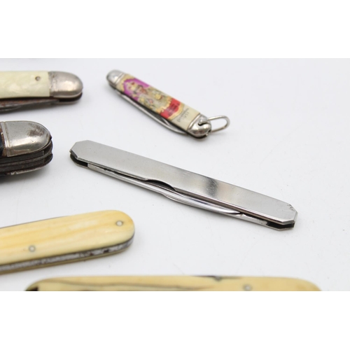 152 - Twelve assorted vintage pocket knives to include multi-tool, mother of pearl handled etc.