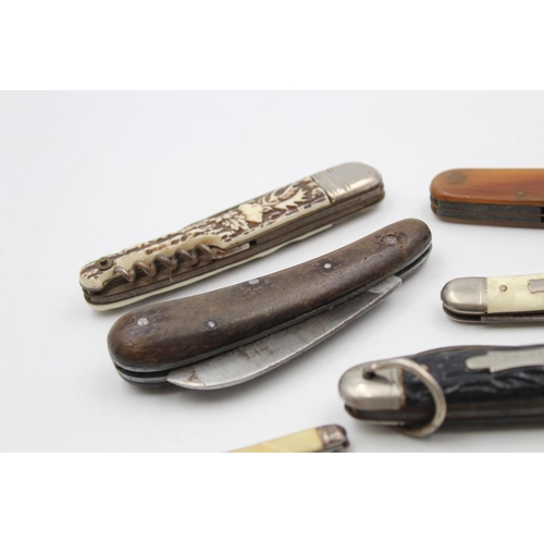 152 - Twelve assorted vintage pocket knives to include multi-tool, mother of pearl handled etc.