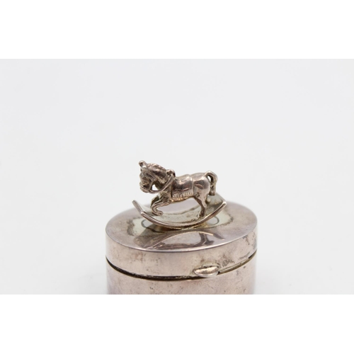 172 - A Links Of London stamped .925 silver 3.5cm diameter trinket box with rocking horse top - approx. gr... 