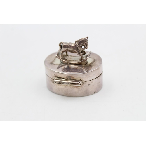 172 - A Links Of London stamped .925 silver 3.5cm diameter trinket box with rocking horse top - approx. gr... 