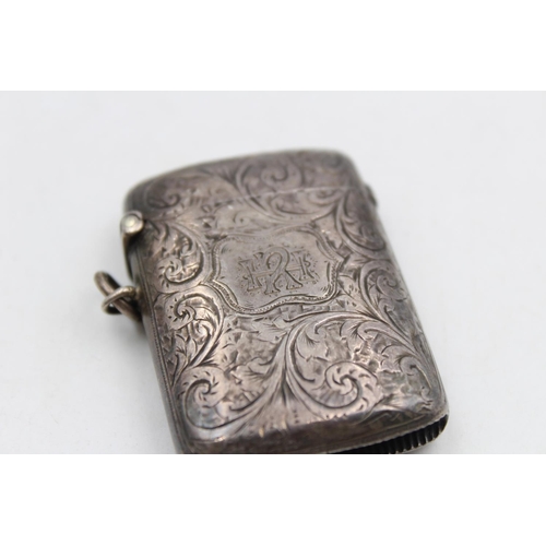 186 - An Edwardian hallmarked Chester silver vesta case by William Neale & Sons, dated 1903 - approx. gros... 