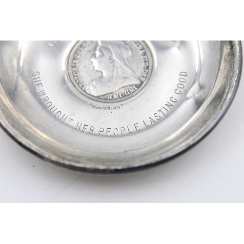 192 - A hallmarked London silver Queen Victoria commemorative 7cm diameter pin dish by Sampson Mordan & Co... 