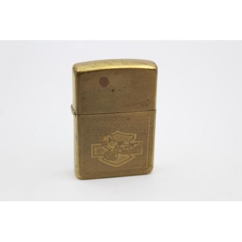 213A - A Zippo Harley Davidson brass advertising cigarette lighter with original box