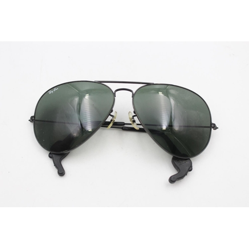 217 - A pair of cased vintage Bausch & Lomb Ray-Ban Aviator black framed gents sunglasses