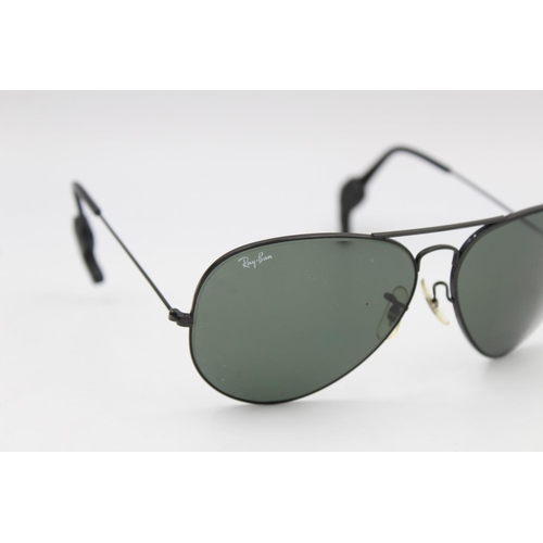 217 - A pair of cased vintage Bausch & Lomb Ray-Ban Aviator black framed gents sunglasses