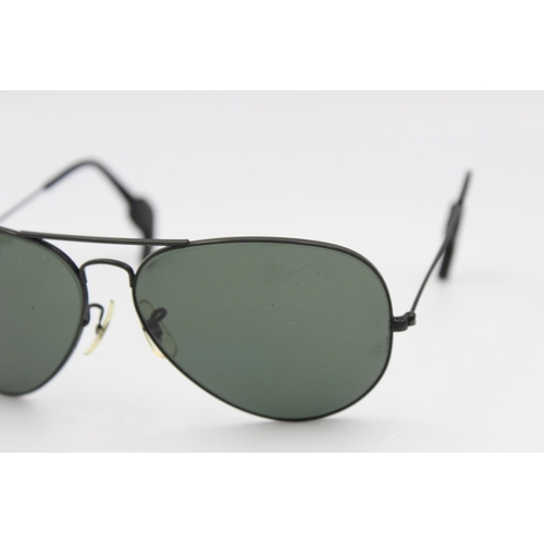 217 - A pair of cased vintage Bausch & Lomb Ray-Ban Aviator black framed gents sunglasses