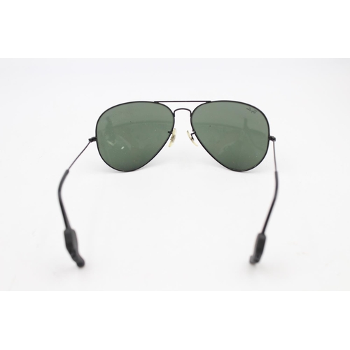 217 - A pair of cased vintage Bausch & Lomb Ray-Ban Aviator black framed gents sunglasses