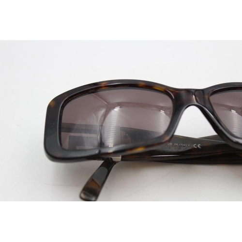 228 - A pair of cased Versace tortoiseshell rectangular framed ladies sunglasses