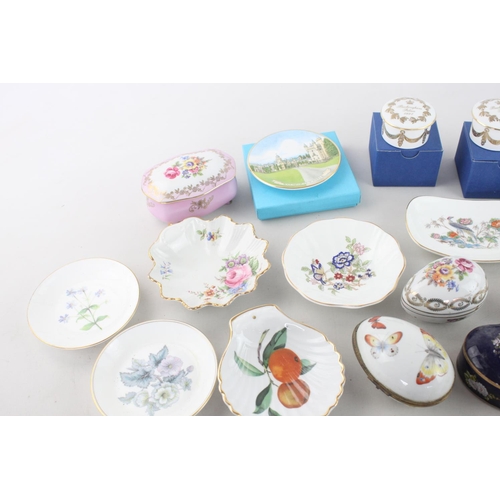 252 - A collection of assorted ceramic trinket boxes and dishes to include Wedgwood black Jasperware, Dres... 