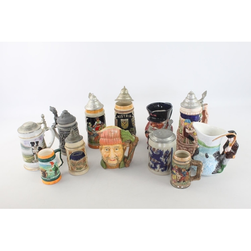 262 - A collection of assorted ceramic steins and jugs