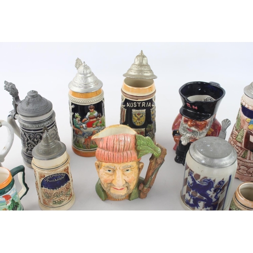 262 - A collection of assorted ceramic steins and jugs