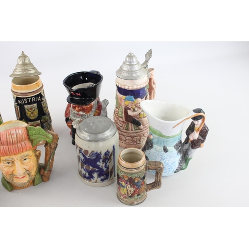 262 - A collection of assorted ceramic steins and jugs