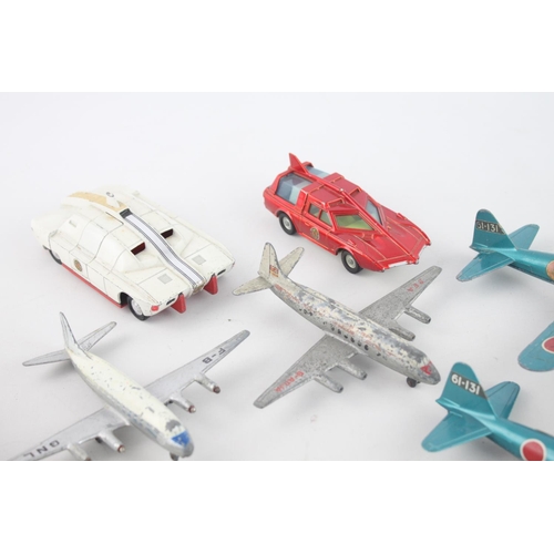 314 - Ten vintage Dinky Toys diecast model vehicles to include Giant High Speed Monoplane, two AGM5 Zero-S... 