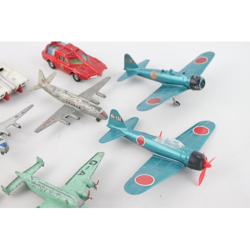 314 - Ten vintage Dinky Toys diecast model vehicles to include Giant High Speed Monoplane, two AGM5 Zero-S... 