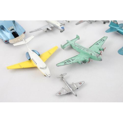 314 - Ten vintage Dinky Toys diecast model vehicles to include Giant High Speed Monoplane, two AGM5 Zero-S... 