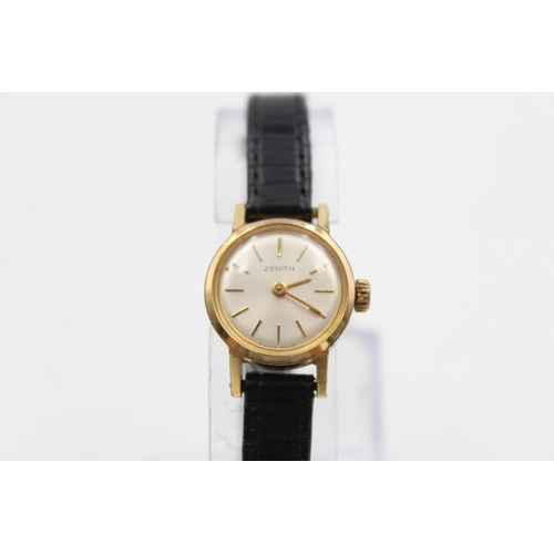 85 - A vintage Zenith gold tone hand wind ladies wristwatch