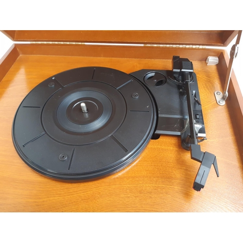 1108 - Three items, one model 2919-2T wood effect retro stereo system comprising three speed turntable, USB... 